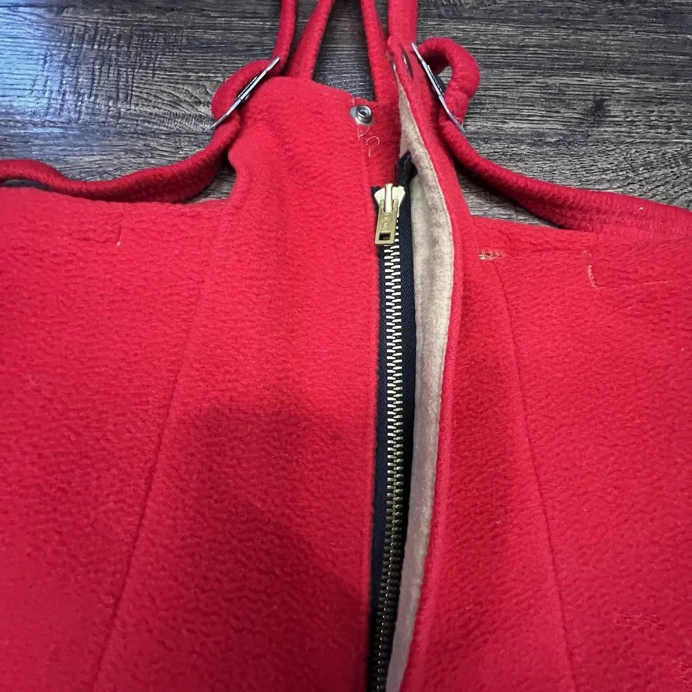 Vintage Suspender Pants Red Wool Leather Stirrups Boys Girls 2-3 Snow Riding 50s
